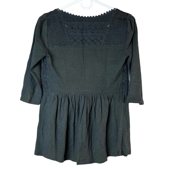 Anthropologie Meadow Rue Tops Womens XS Black Lace Embellished Bodice Baby Doll - Picture 2 of 8